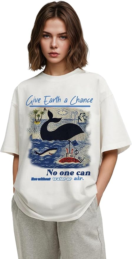 Y2k Graphic Print Tees Vintage Stamp Tee Coastal Clothes Oversized Aesthetic Tops Cute Tshirt