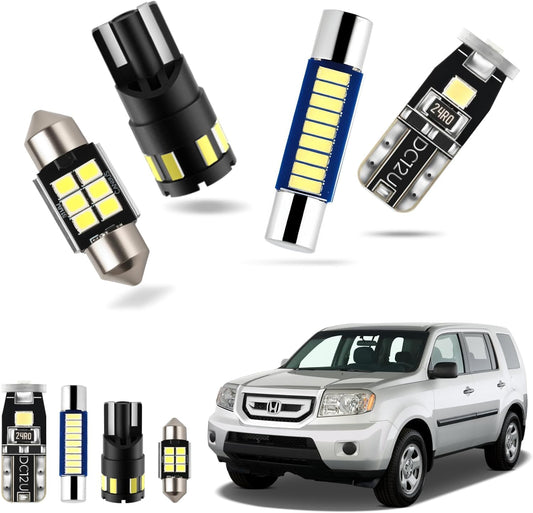 EASY EAGLE LED Interior Car Lights for Honda-Pilot-2009-2015: 17 Piece Kit White LED Light Bulbs - Super Bright 6000K + Install Tool