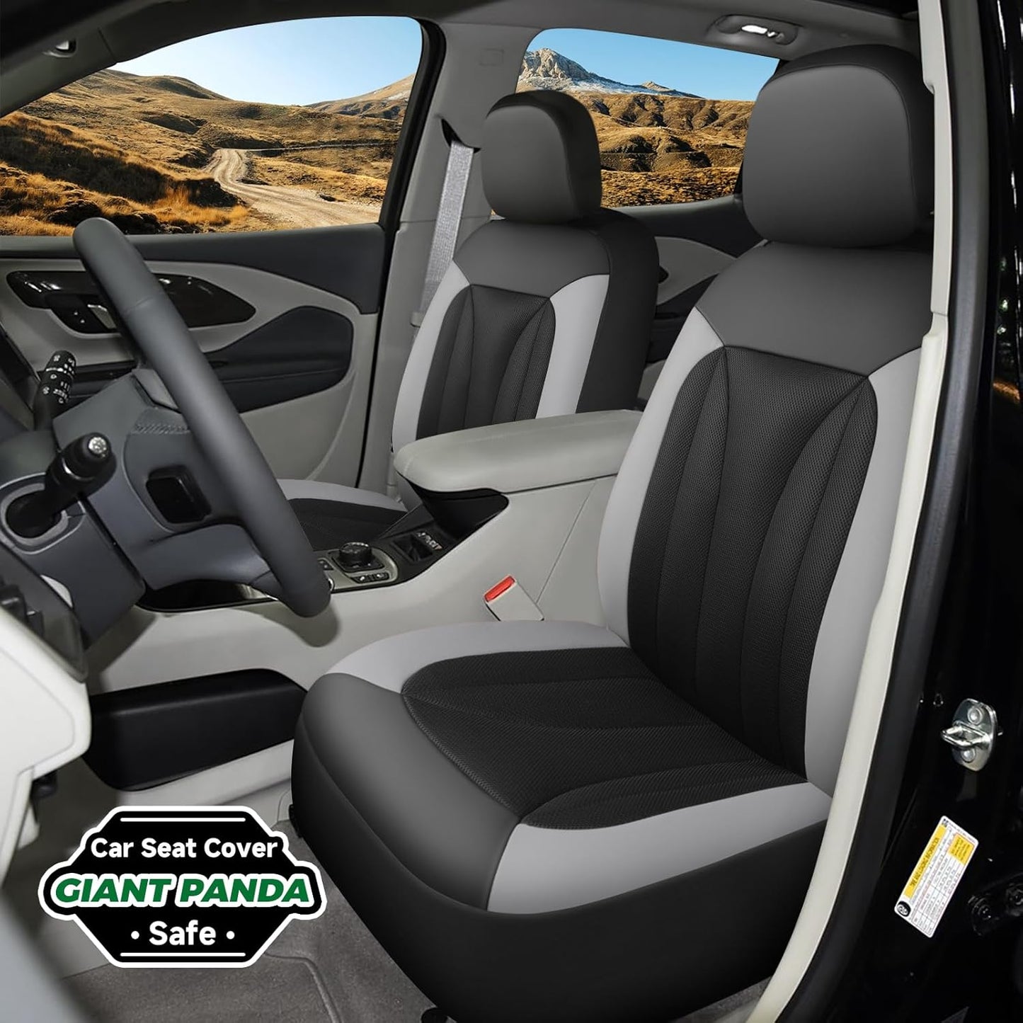 GIANT PANDA Fit GMC Sierra 1500 2500 3500 Front Car Seat Cover, 3D Air Mesh Breathable Seat Protector（Grey） 2-Pack