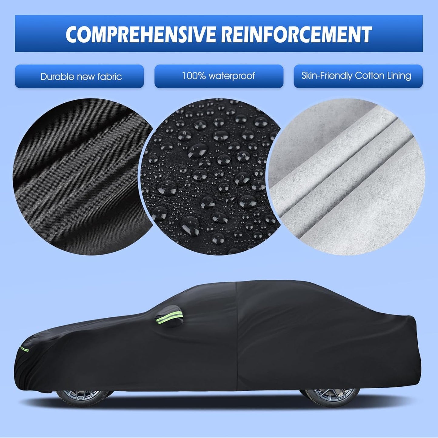 Car Cover Custom Fit for 2007-2025 BMW 3 Series M3 320i 325i 328i 330i 340i, Migaven Waterproof Full Exterior Cover Sun Rain Protection with Door Zipper and Cotton Lining