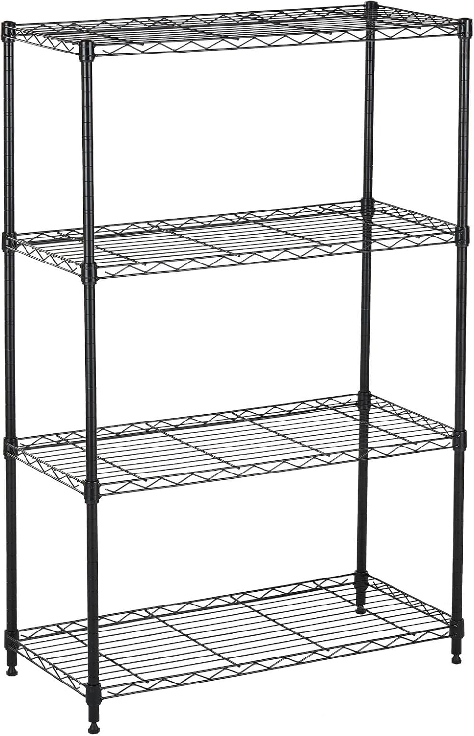 Displays By Jack 4 Tier Wire Shelving Unit Storage Rack, Metal Heavy Duty Utility Organization Units for Products Plant Standing Shelf, Pantry, Garage, Shelf Stand, Black, 14" W x 30" L X 48" H