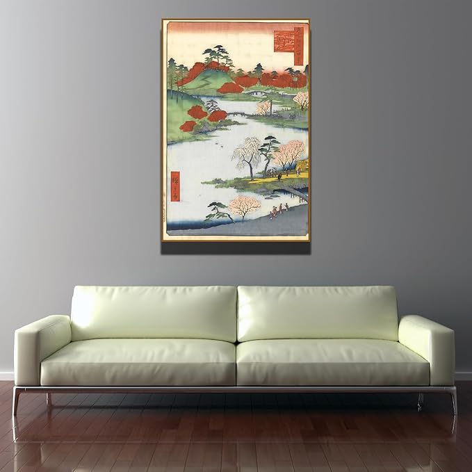 Utagawa Hiroshige Canvas Wall Art - Open Garden At Fukagawa Wall Decor - Asian Landscape Painting - Traditional Japanese Landscape - Girls Room Decor - Unframed