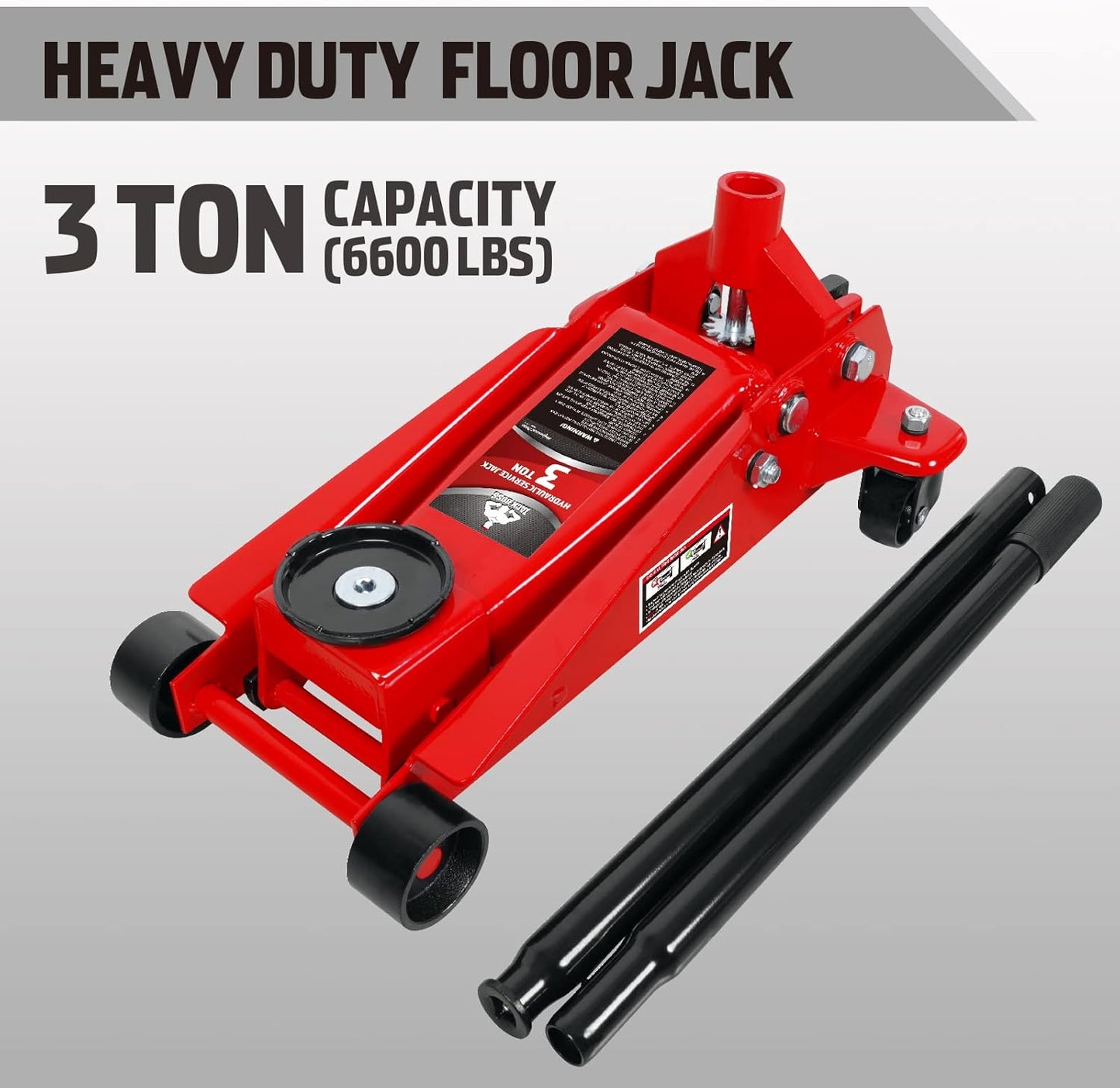 Floor Jack 3 Ton Capacity Fast Lift Service Jack Steel Heavy Duty Hydraulic Car Jack
