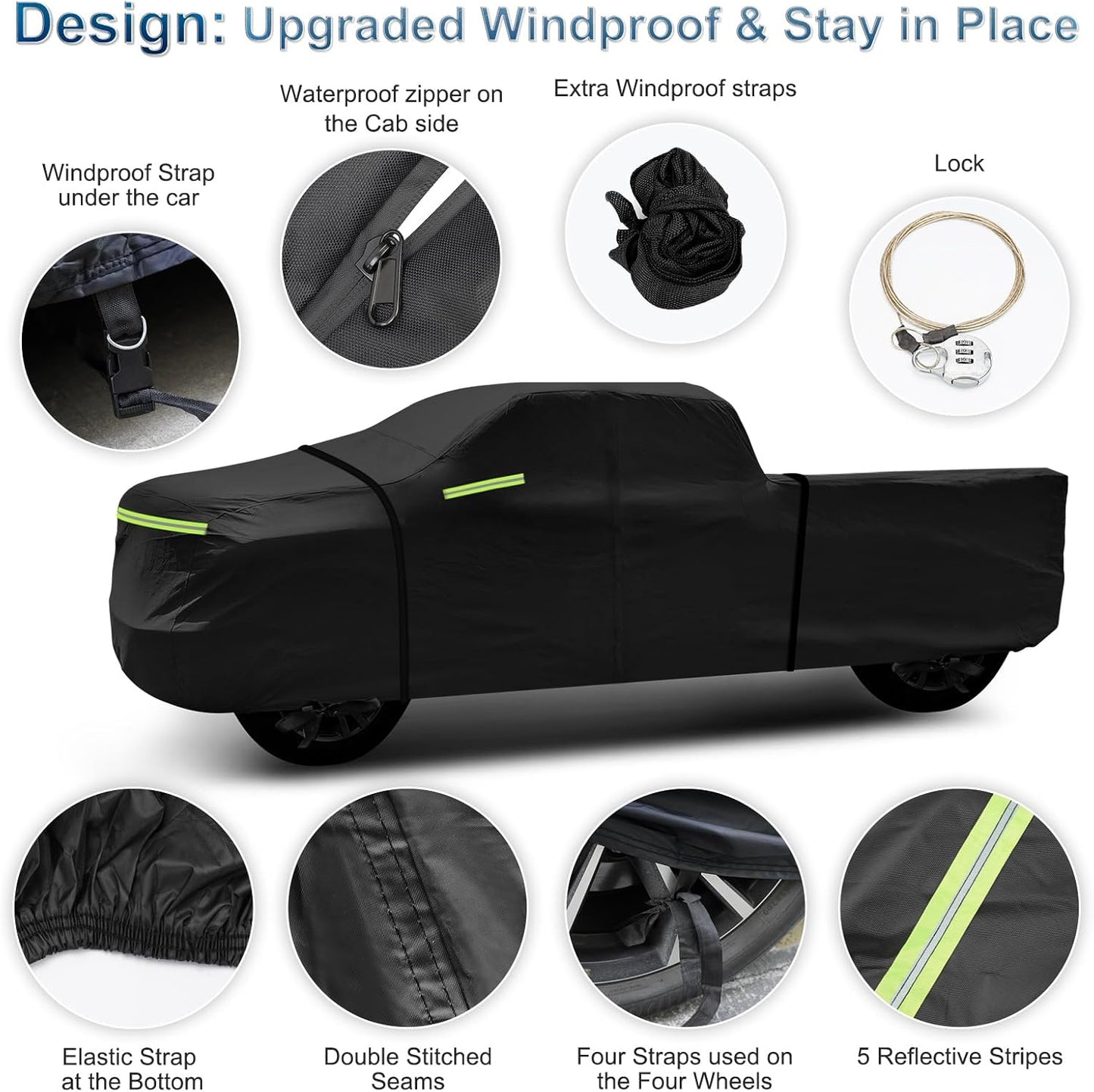 for Silverado 2500 3500 HD Crew cab Short Bed 6.6ft Truck Cover, Light Shell Outdoor Car Covers with Zipper Windproof Heavy Duty Protection for 2000-2022 Chevy Silverado 2500 è0HD (UP to 250''L)