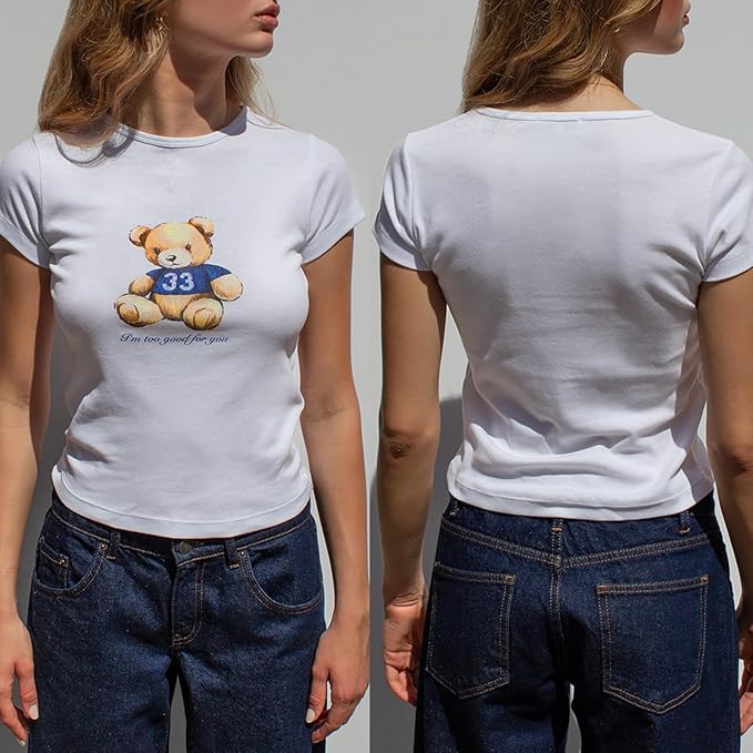 Y2k Graphic Baby Tees for Women Funny Kitten Shirt Tops Aesthetic Fairy Grunge Crop Top 90s 2000s Vintage Clothing