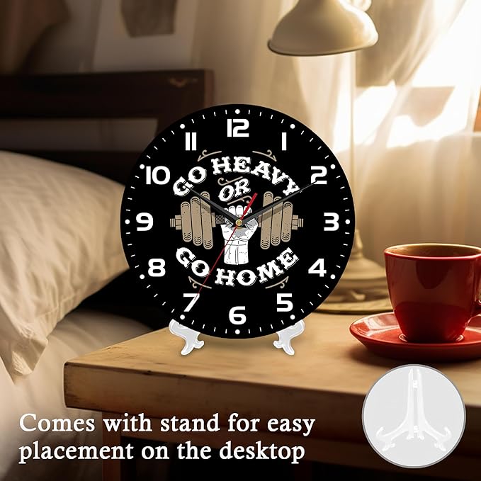 Wall Clock, 10 Inch Silent Non-Ticking Home Kitchen Decor, Battery Operated for Bathroom Bedroom Living Room Office(Gym Quotes)