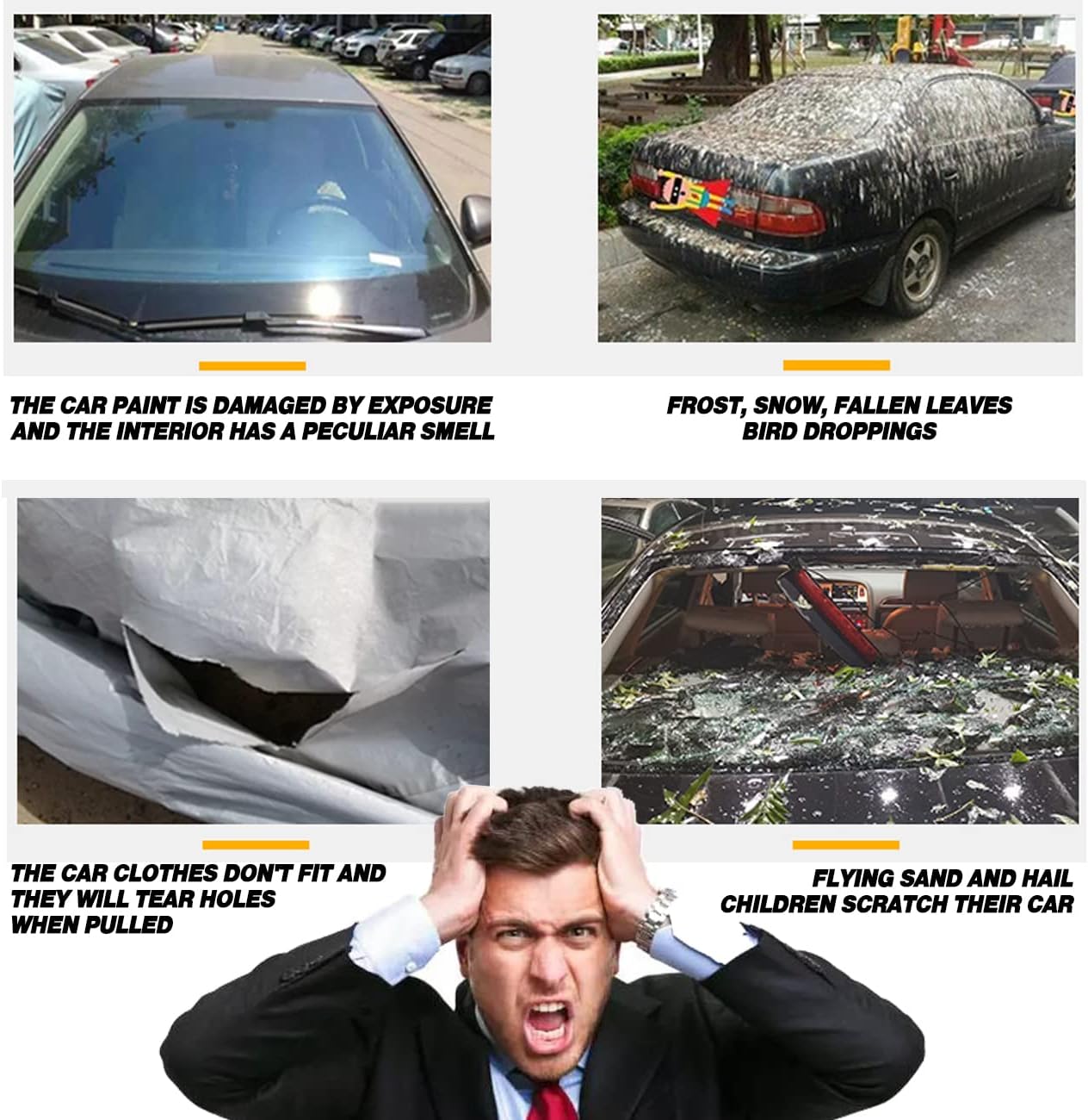 TUCAREST 6 Layers Full Car Cover for SUV- Waterproof, Insulated, Anti-UV, Snow-Proof, Anti-Wind, All-Weather, Thickened Protection, up to 199 in