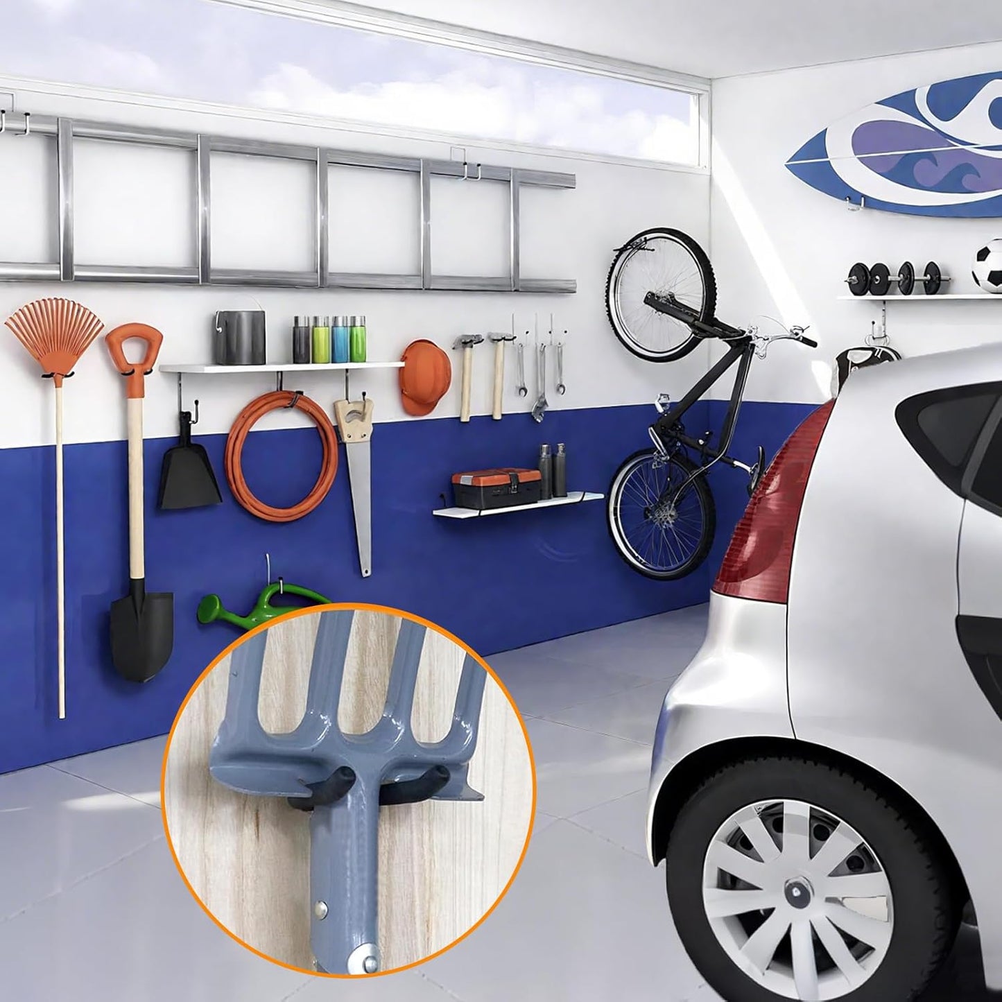 12 Pack Garage Storage System Steel U Hooks with Anti-Slip Coating Home Improvement and Organization Screw in Hooks Easy Wall Mounting Heavy Duty Bike and Ladder (Black, 12 Pack)