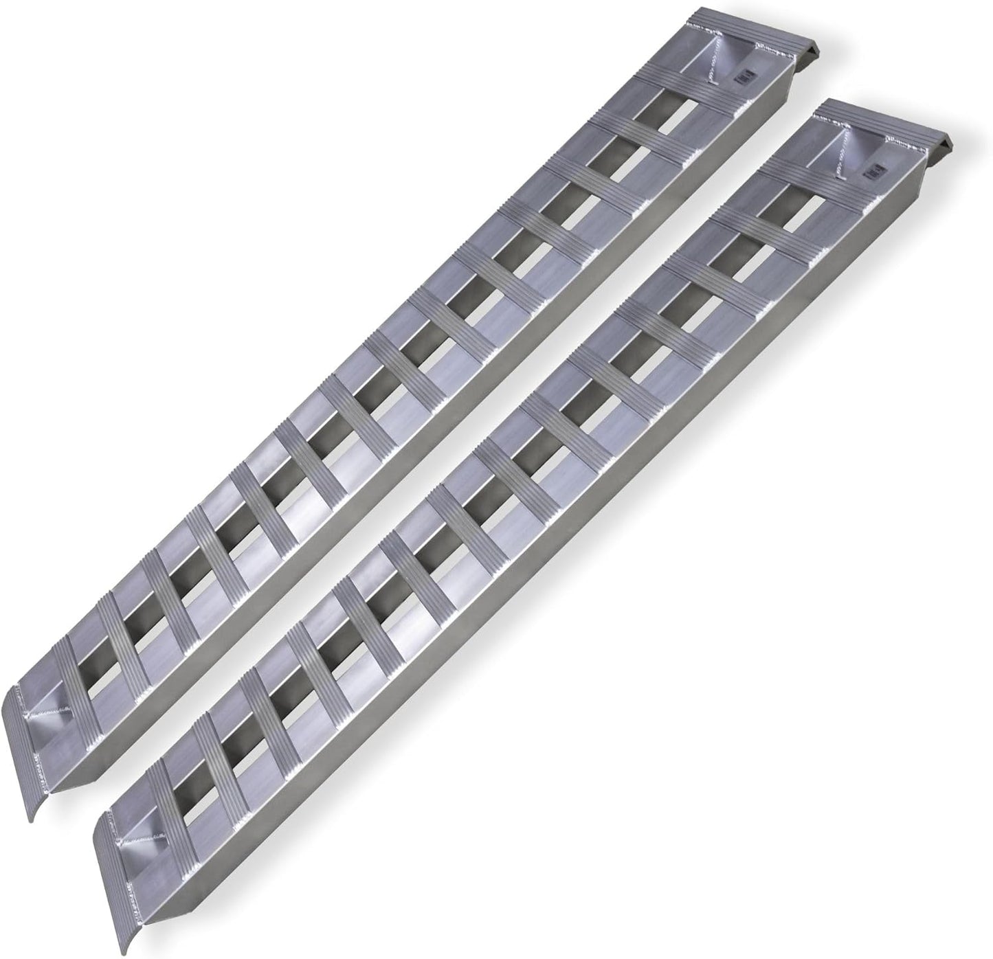GEN-Y Hitch Heavy Duty Aluminum Loading Ramps - Set of 2, 8 Feet Long x 15 Inches Wide, 10000 lbs Capacity, Hybrid Hook and Plate Ends, Serrated Cross Rungs for Maximum Traction