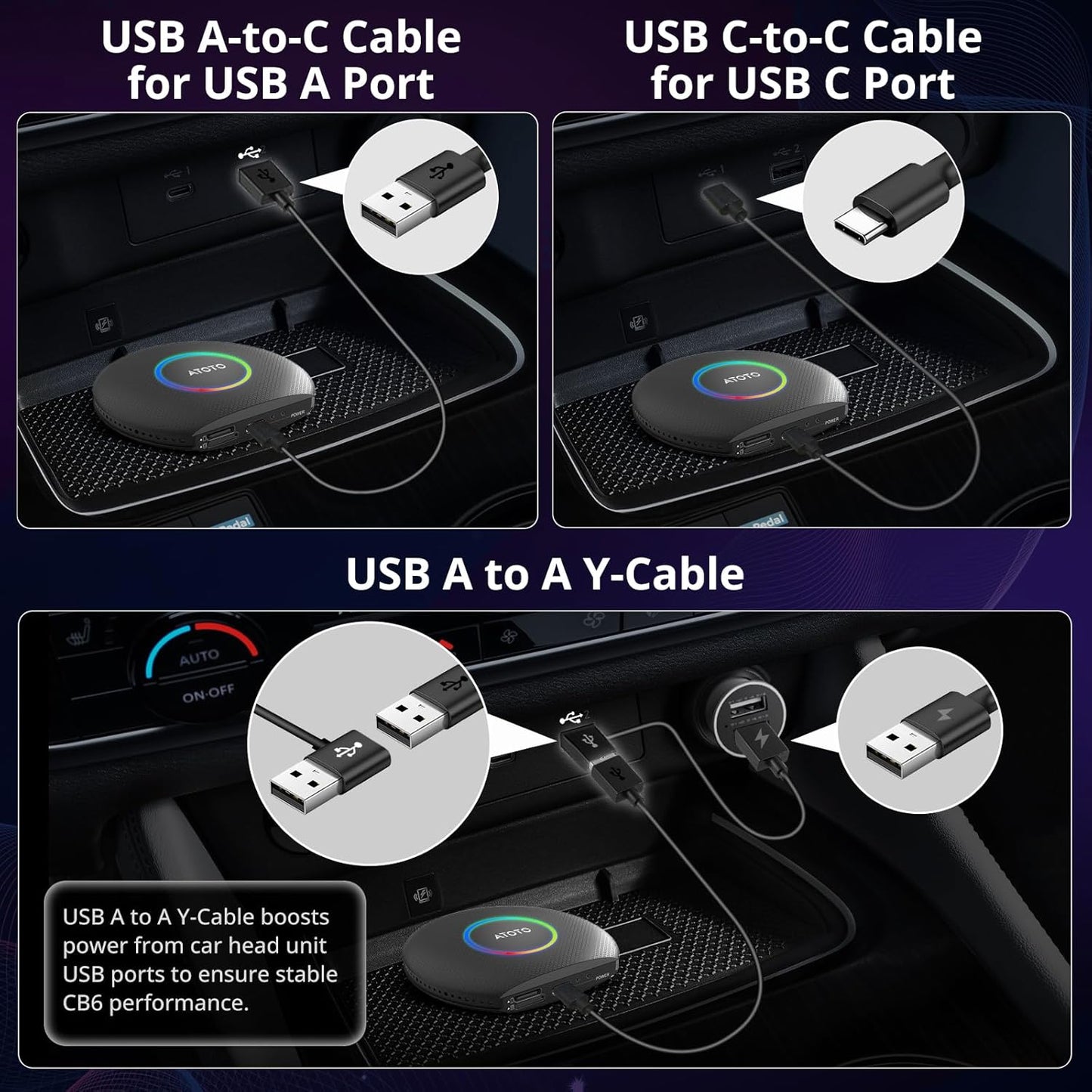 CB6 CarPlay AI Box & Android AI Box, Wireless CarPlay/Android Auto Adapter, Plug & Play CarWave Car Smart Box with AI DriveChat, GPS Track, Android 13, 2 BT, 4G LTE, 4G+64G, Black