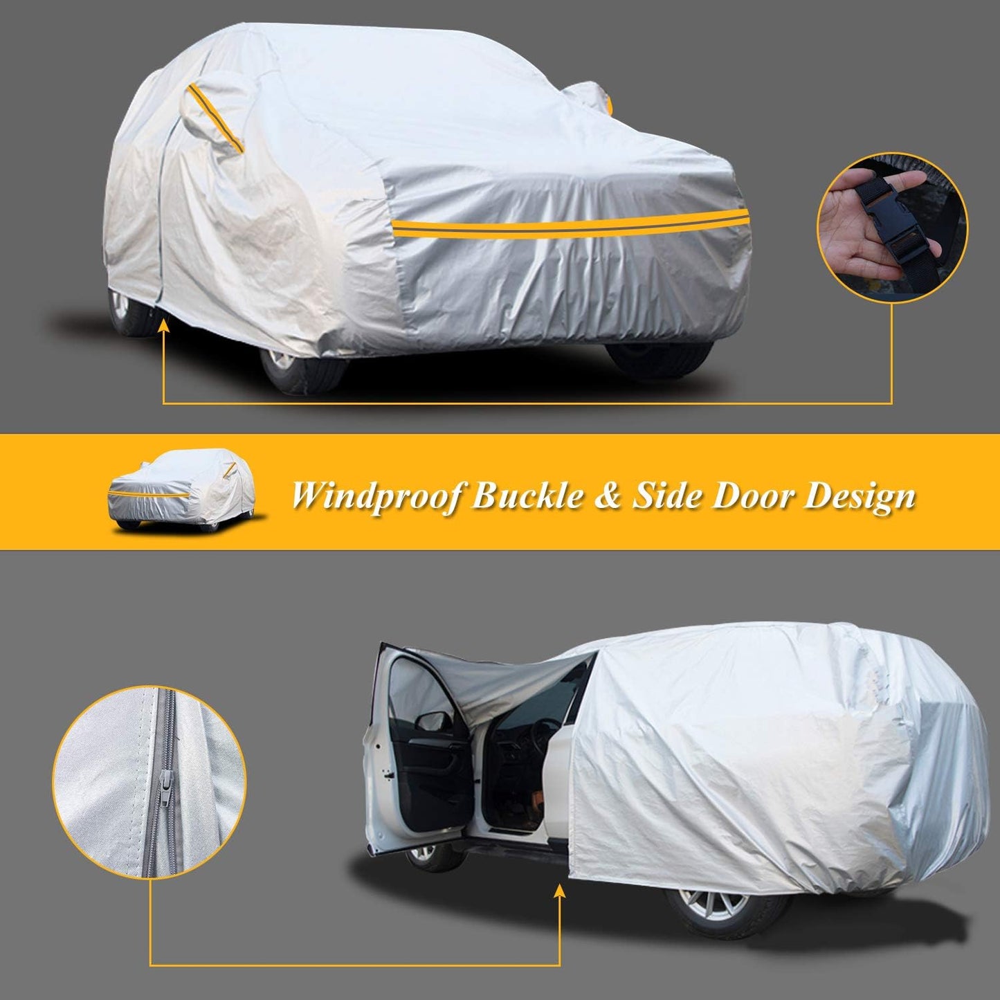 Autsop SUV Car Cover Waterproof All Weather,12-Layer Car Covers for Automobiles Outdoor Heavy Duty Full Exterior Covers for SUV(Up to 175 inch)