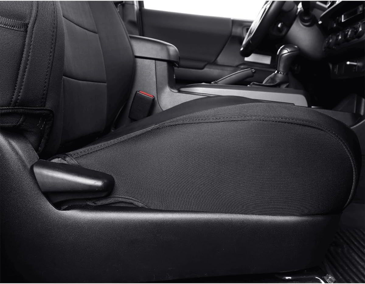 EKR Tacoma Car Seat Covers Custom for Select Toyota Tacoma (Only for Hybrid) 2024 2025 Double cab TRD Sport,TRD Off-Road,Limited,Trailhunter - Full Set, Neoprene (Black)
