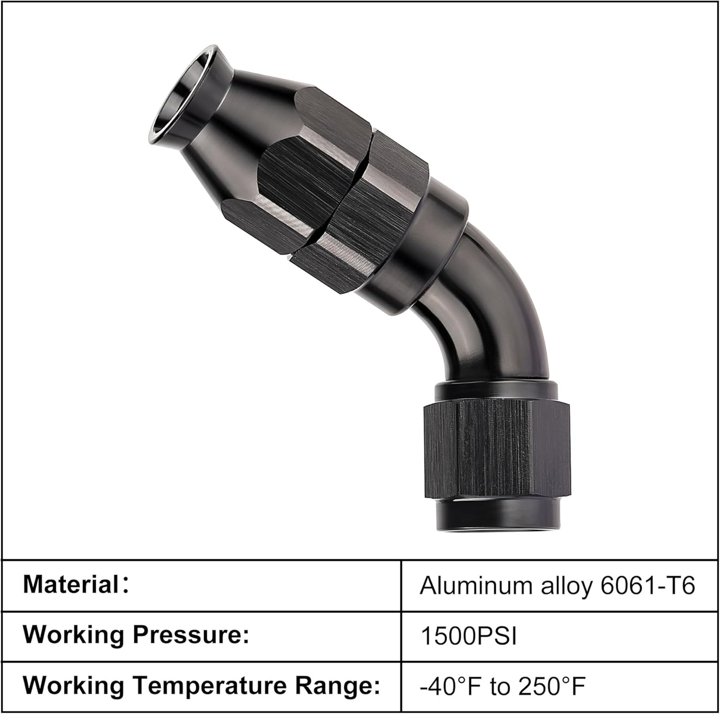 EVIL ENERGY 4AN 60 Degree PTFE One Piece Full Flow End Hose Fitting Aluminum Black