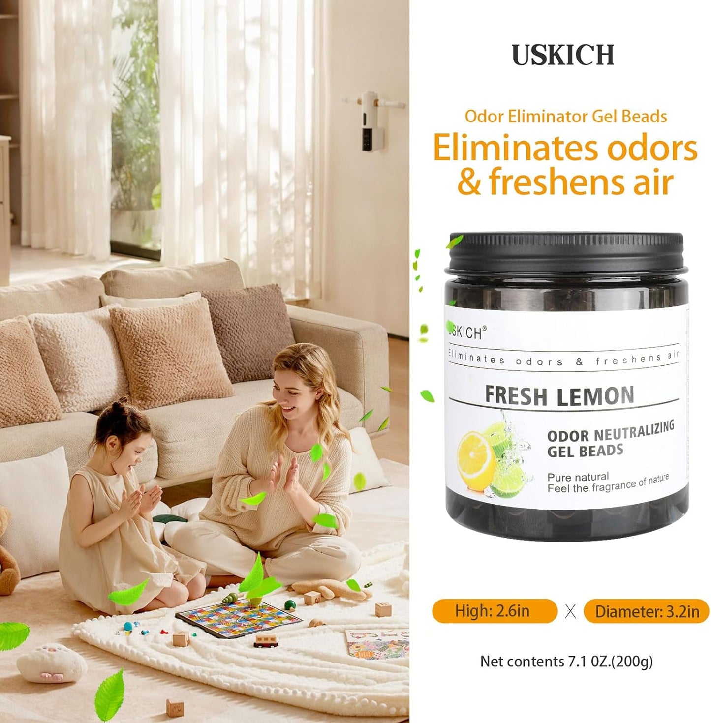 6 Pack Odor Eliminator Gel Beads, 6 kinds of fragrance Clear Air Freshener Made with Essential Oils - Eliminates Odors in Bathrooms, Cars, Boats, RVs & Pet Areas