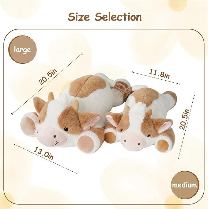Weighted Stuffed Animals Cow - 20.5" Cute Toy Pillow Plushie Gifts for Kids Boys Girls & Adults, 3 lbs Ultra-Soft Washable Plush Pillowfort