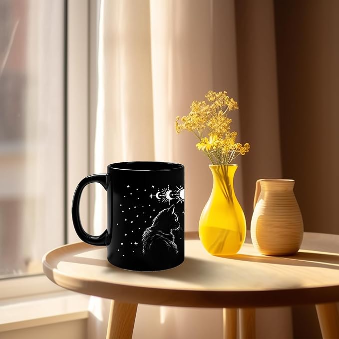 Black Cat Mug - Cat Lover Gifts For Women, Funny Goth Coffee Mug - Witchy Gifts For Women & Goths (11Oz)