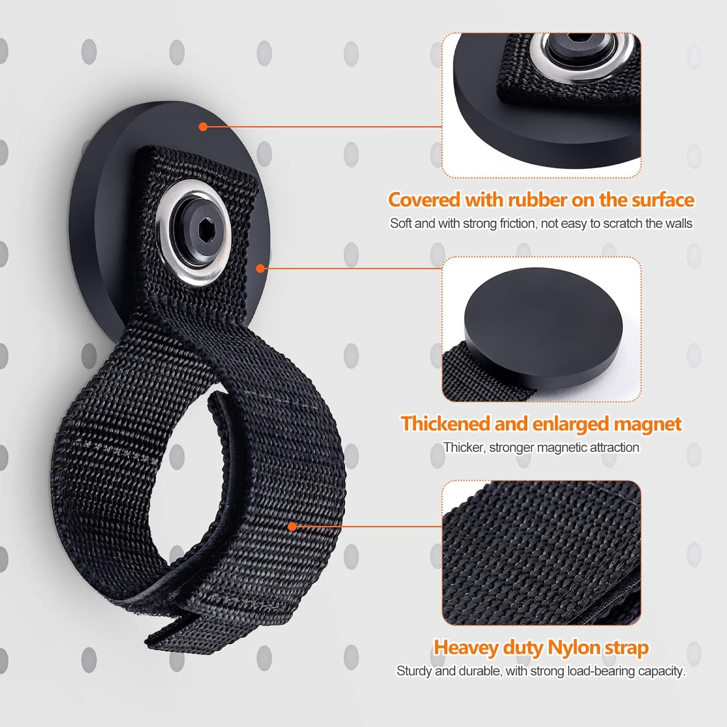 Homde 4pcs Strong Magnetic Hook, Heavy Duty Magnet Tool Holder 2.6 inch for Hanging, Utility Garage Hanger for Hose, Cable, for Garage, Workshop, RV(4 Black)