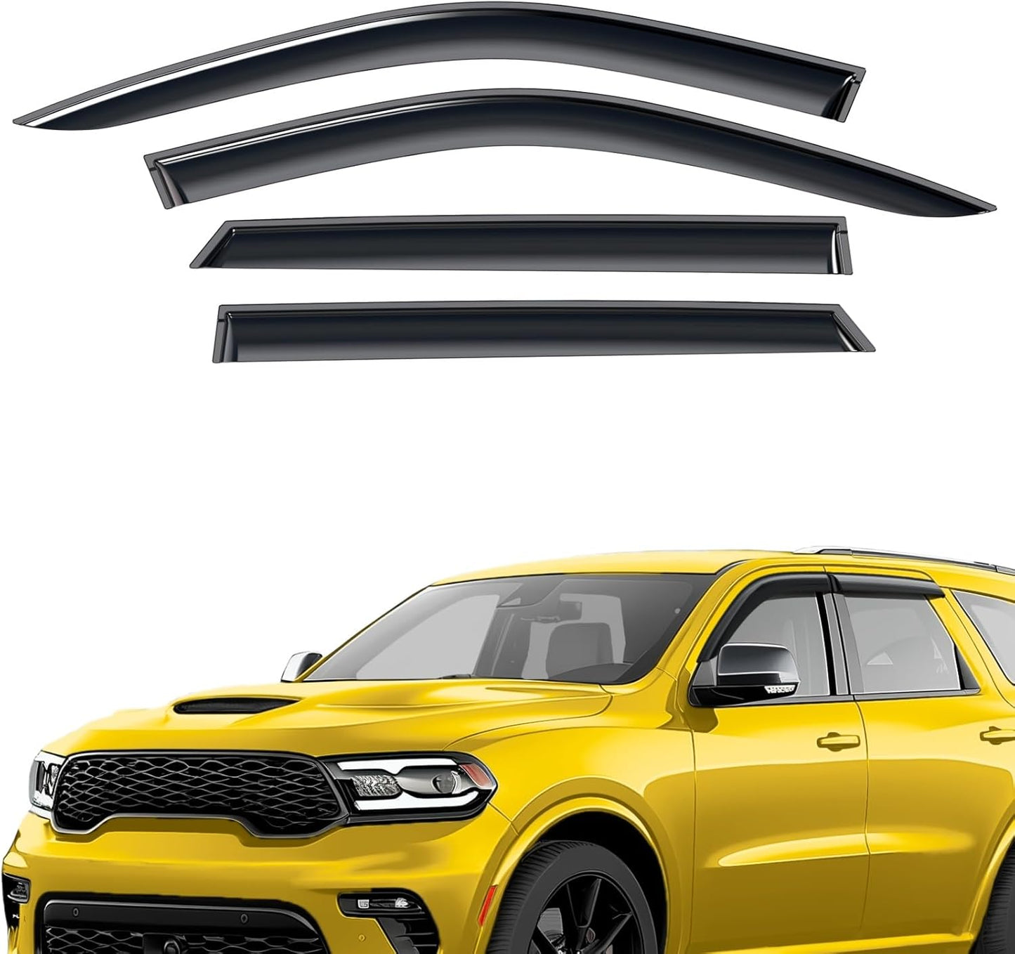 Extra Durable Window Deflectors Tape-On Window Visors Rain Guards Fit for Dodge Durango 2011-2025, Sun Visors, Wind Vent for Shades, Exterior Car Accessories - 4pcs. AG0799