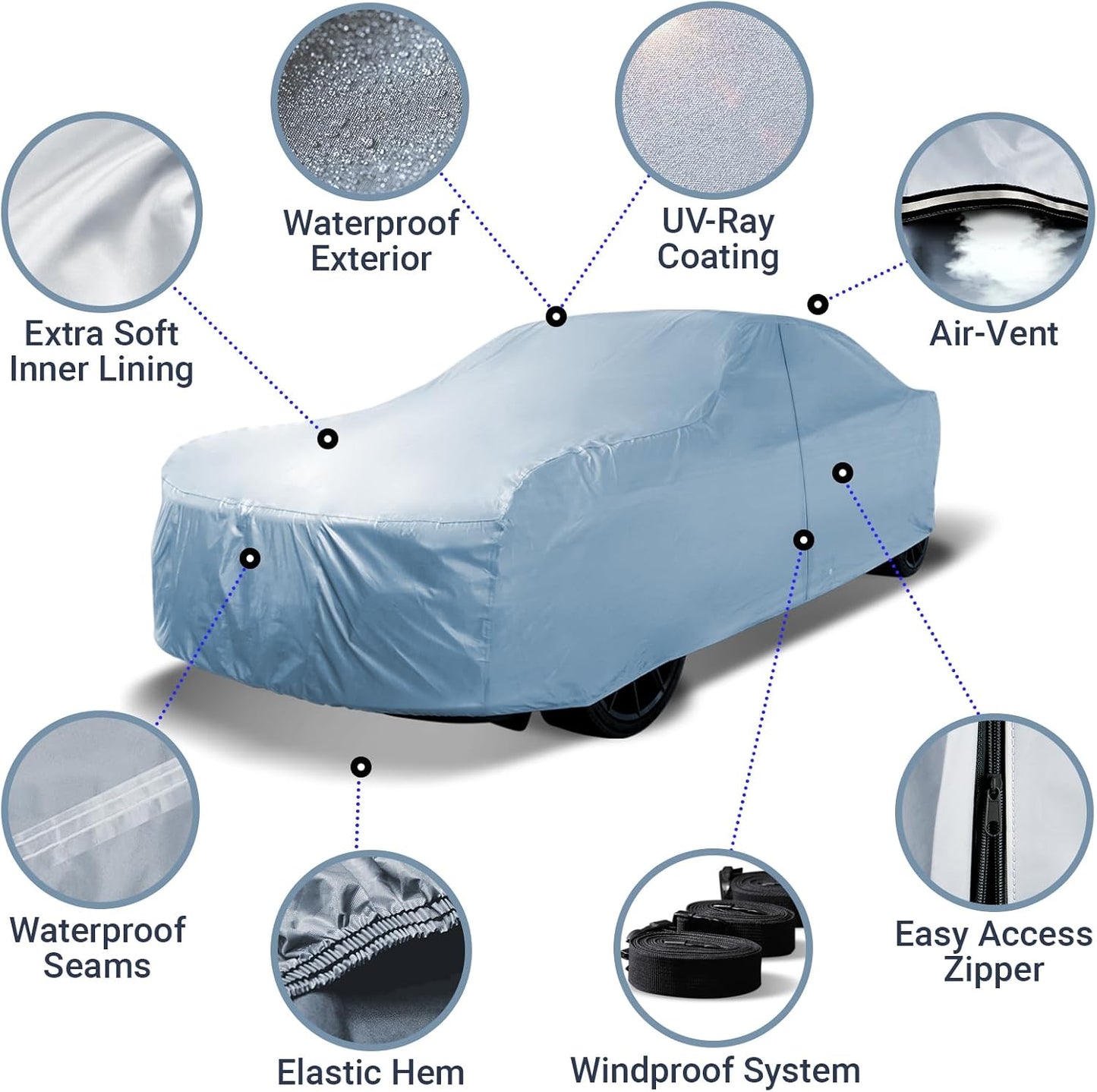 iCarCover Premium Car Cover for 1954-1957 Chevy Bel Air 2-Door Wagon, 4-Door Wagon Heavy Duty Waterproof All-Weather Automobiles Custom Fit Indoor Outdoor UV Snow Protection Covers with Straps and Bag