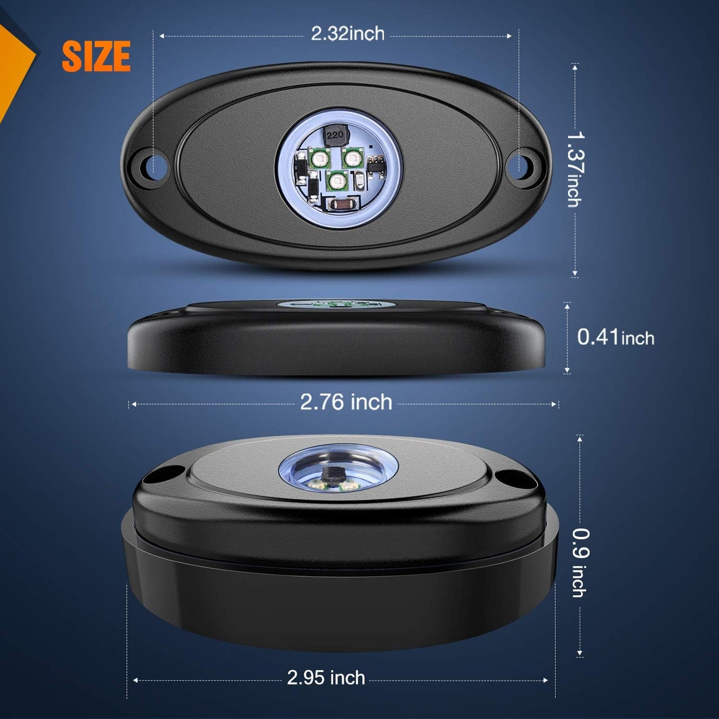 Nilight LED Rock Light 4PCS Underglow Wheel Well Pods Waterproof Exterior Underbody Roof Rack Side Lamps for Car Truck Pickups ATV UTV SUV Motorcycle Boat, Blue Color