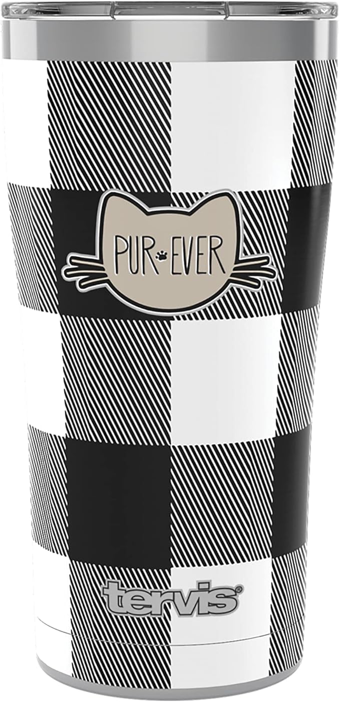 Tervis PUR-Ever Cat on Plaid Insulated Tumbler, 20oz Legacy, Stainless Steel