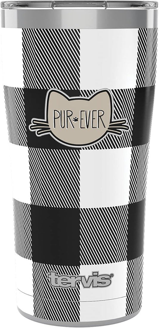 Tervis PUR-Ever Cat on Plaid Insulated Tumbler, 20oz Legacy, Stainless Steel