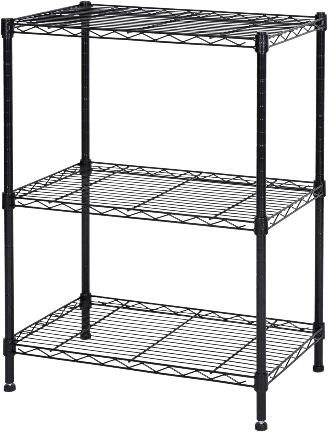 Homeiju 3-Shelf Storage Rack,Adjustable Height Metal Shelving Unit,Heavy Duty Storage Shelving Unit,Wire Rack Shelving,Garage Organizer for Home,Kitchen,Office,Pantry,Garage（13.5"D x 23.4"W x 31"H）