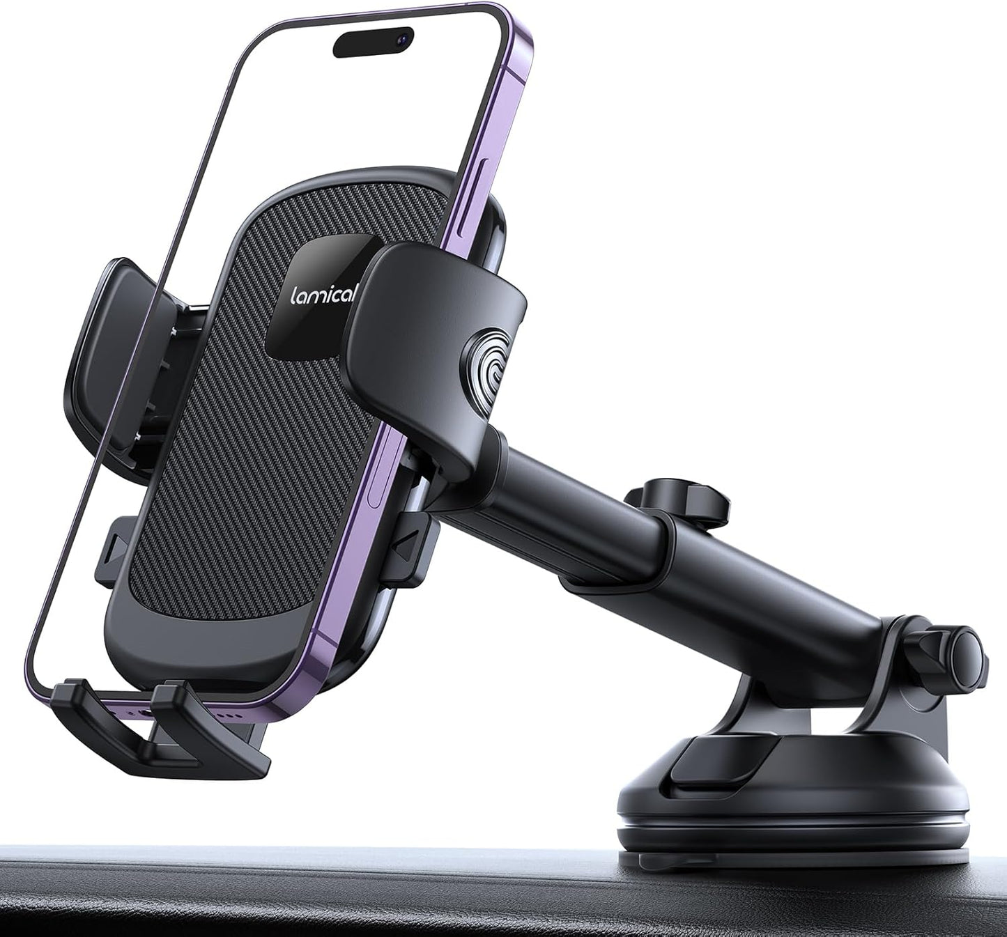 Lamicall Cell Phone Holder Car - [Ultra 70LBS Suction] Phone Mount for Car Quick Release Adjustable Car Phone Holder Mount Dashboard for iPhone Smartphone (Dark Grey)