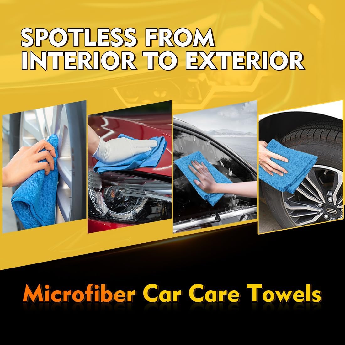 HOMEXCEL Blue Shop Towels 100 Pack, Reusable Microfiber Towels for Cars, Bulk Multipurpose Microfiber Cleaning Cloths, Lint Free Cleaning Rags for Car, House and Kitchen, 11.5 x 11.5 inch