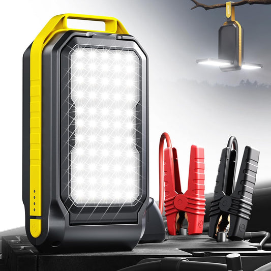 AUXITO Jump Starter: 6000A Car Portable-Battery Jumper Box with 4000LM LED Outdoor Camping Light and Power Bank Function, Up to 10.5L Gas and 10L Diesel Engines, USB Ports and Jumper Cable Included