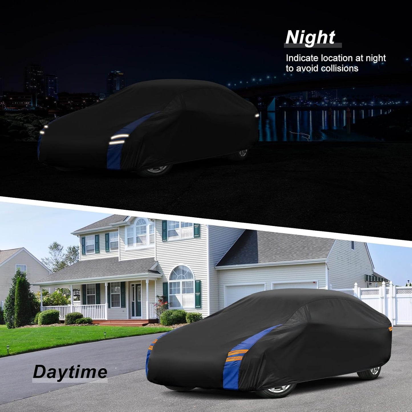 Car Cover Waterproof All Weather for Automobiles, Full Exterior Covers for Sedan & Coupe (179-185 inch) Universal Fit for Honda Civic, Nissan Altima, etc. Rain Winter Sun Snow Protection.