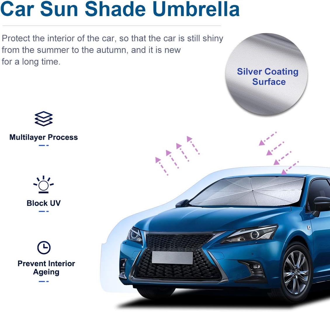 helloleiboo Car Windshield Sun Shade UV Rays and Heat Sun Visor Protector Foldable Reflector Windshields Umbrella