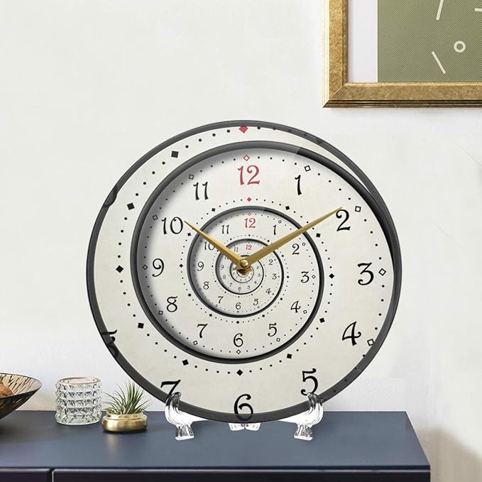 ALAZA Modern White Spiral Wall Clock Battery Operated Silent Non Ticking Clocks for Living Room Decor 12 Inch / 9.5 Inch