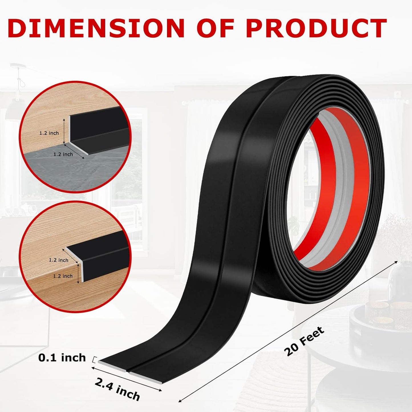 Flexible Wall Corner Protector Moulding Trim Peel and Stick Wall Corner Guards Edge Protector Self Adhesive Molding Trim Strip for Edge Ceiling (Black, 2.4 in x 20 Ft)