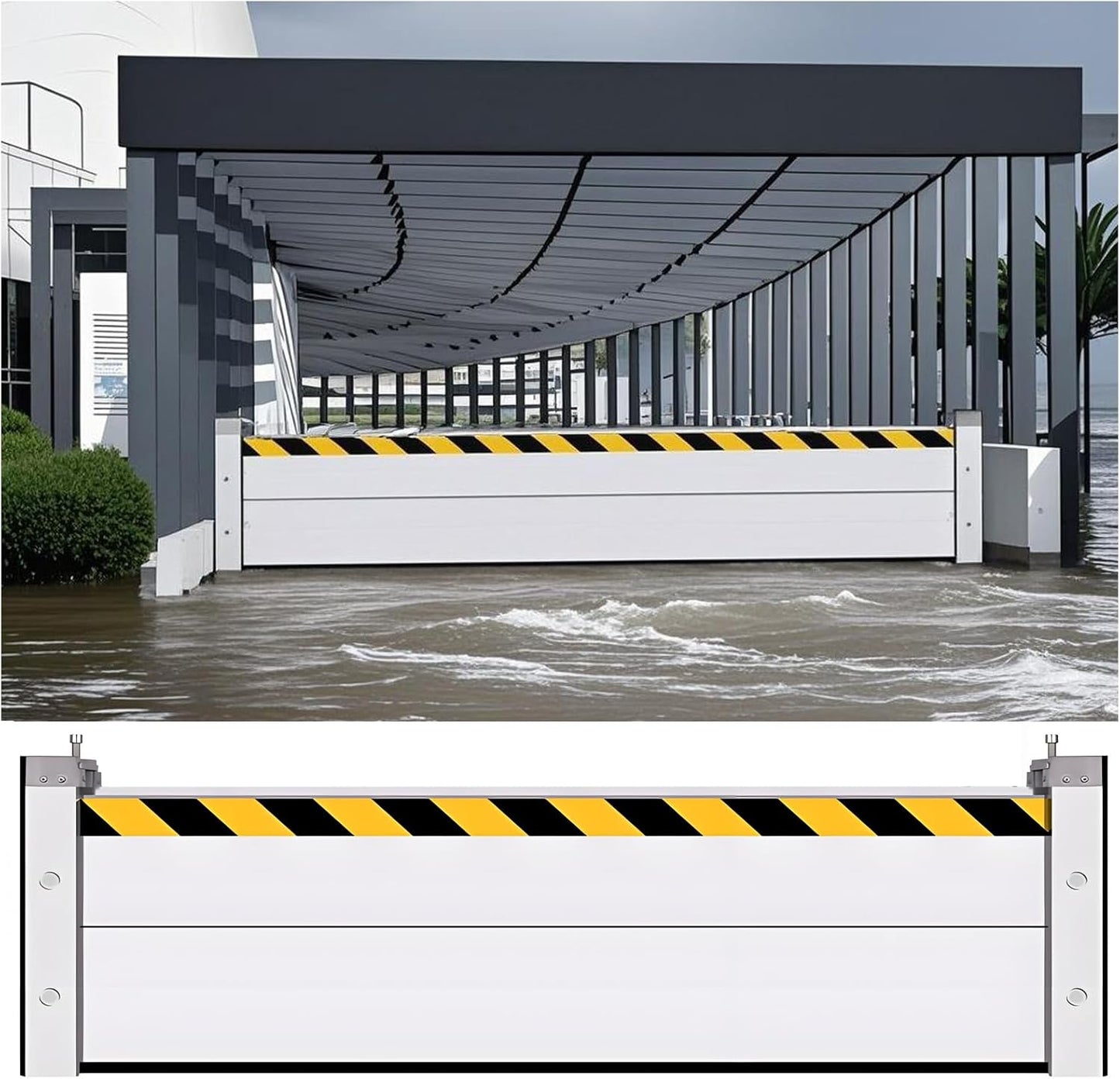 Flood Barriers for Home Exterior - Aluminum Alloy Outdoor Easy Flood Barrier Garage Doors Water Barriers for Flooding,H15.7 Inch/L14FT