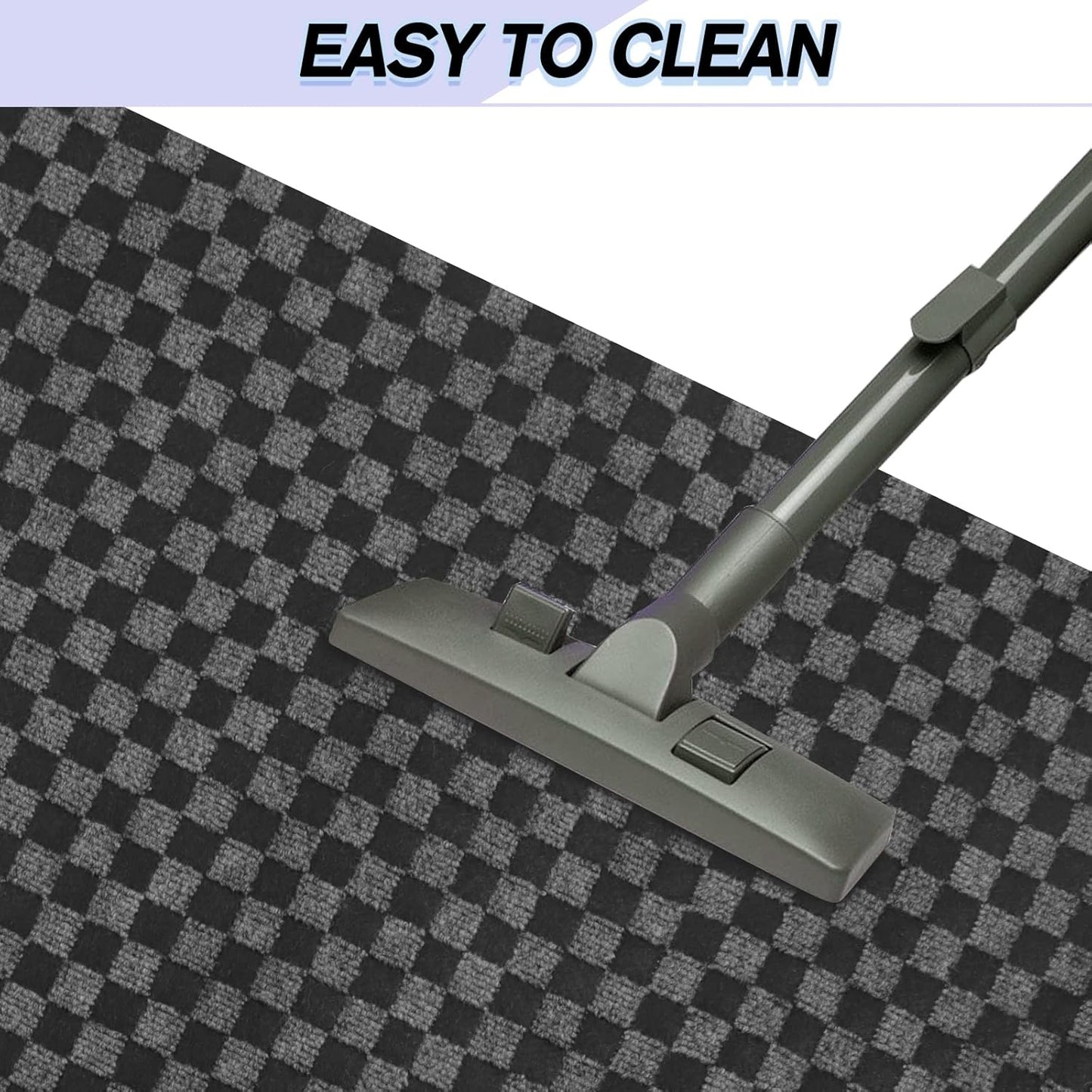 Custom Size Backed Non-Slip Area Rugs Runner, Easy Clean, Waterproof Runner Rugs for Hallway Entryway, Kitchen, Laundry, 4FT x 9FT, Gray Checkered