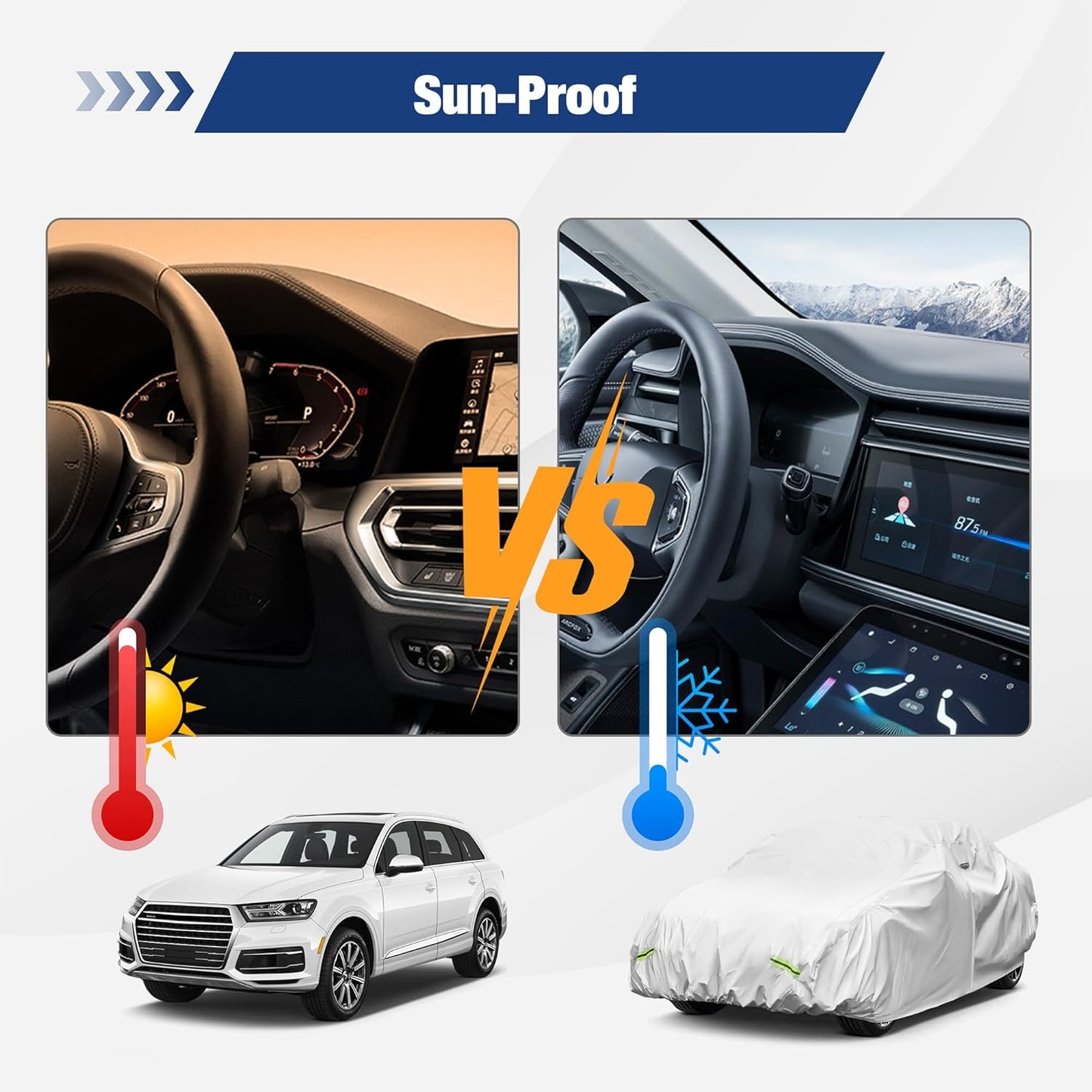 YOLENY Car Cover Waterproof All Weather Full Exterior Covers with Zipper,Universal Fit SedanToyota 86/Supra,Nissan 370Z/350Z,Audi A3,Kia Spectra,Acura Integra,Dodge Viper etc.(UP to 171 inch)