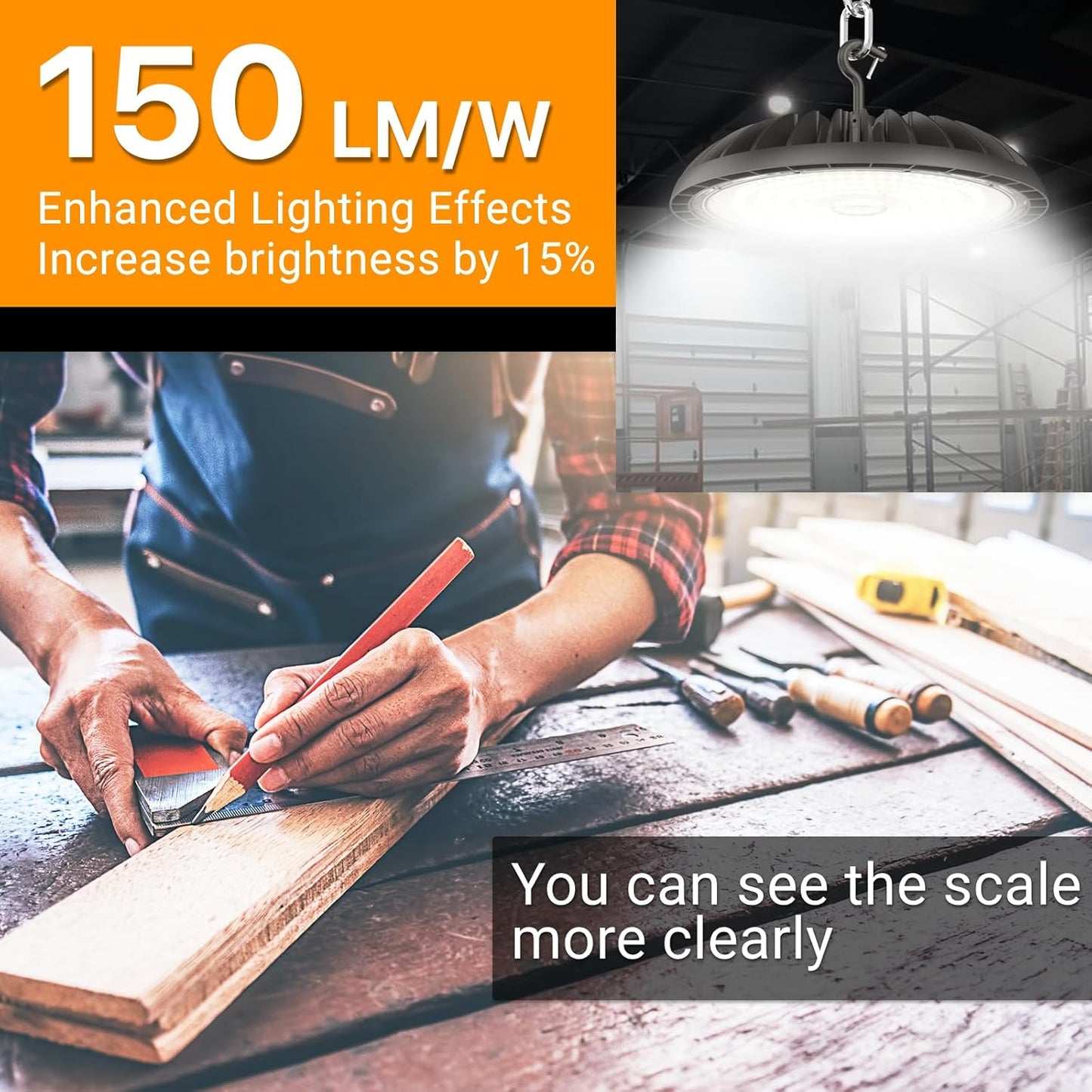 200W 4 Pack LED High Bay Light 30000 lm, 5000K UFO High Bay Led Shop Lights ETL Listed US Hook 5' Cable Plug, 800W MH/HPS Eqv. Commercial Lighting for Workshop, Garage, Warehouse 100-277V