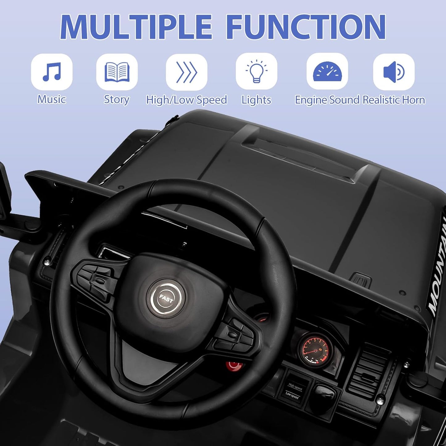 12V Kids Ride on Truck Car, w/Parent Remote Control, Twin 35w Motors, 3 Speeds, LED Lights, Music & Horn, Spring Suspension, Kids Electric Vehicles Toy for 3-5 Years Old Boys Girls Gift, Black