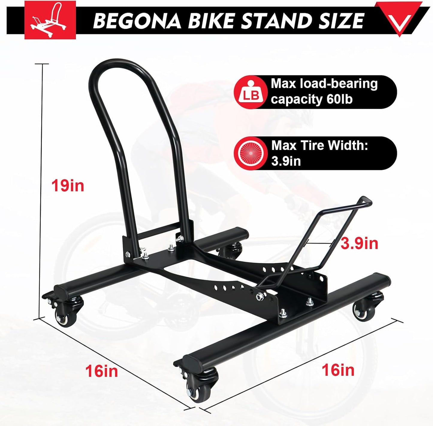 Bike Floor Stand Freestanding Space-Saving Indoor Garage Bike Storage Bicycle Parking Rack Adjustable for 20"-29" Mountain Road Bikes