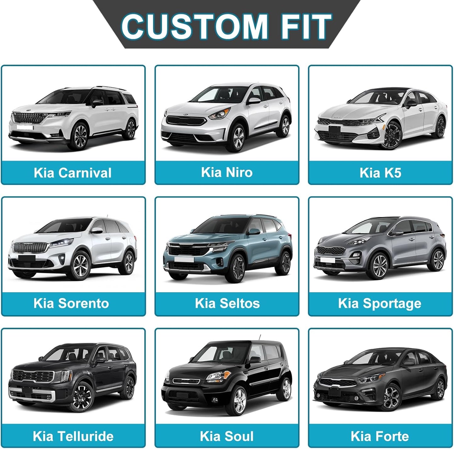 GIANT PANDA Fit Kia Sportage Forte Telluride Sorento Seltos Soul K5 NIRO Carnival Front Car Seat Cover, 3D Air Mesh Breathable Seat Protector, Grey+Black(2-Pack)