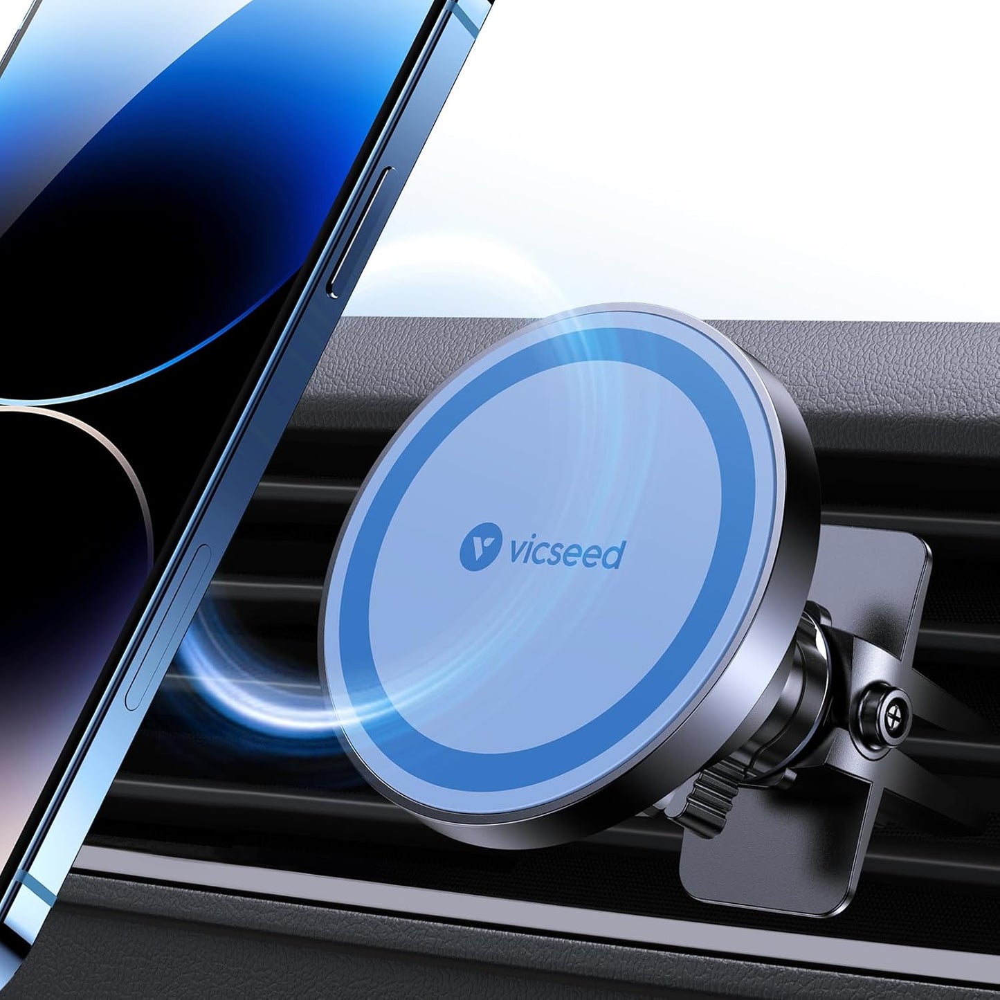 VICSEED for MagSafe Car Mount [Upgraded Strongest Magnet Power] Magnetic Phone Holder for Car Vent 360 Adjustable Magnetic Car Phone Holder Mount for iPhone 16 Pro Max 15 14 13 12 Plus Mini, Blue