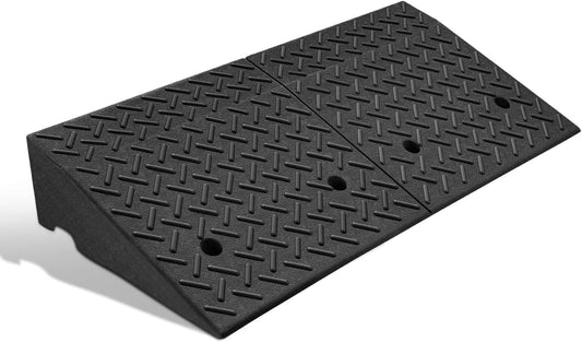 DNA MOTORING 6.9" Rise Rubber Curb Ramp Heavy Duty Loading Driveway Ramp Threshold Ramp 39 in L x 19.5 in W x 6.9 in H for Loading Dock, Warehouse, Wheelchair, Motorcycles, Cars, TOOLS-00653