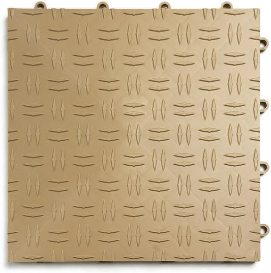 GarageTrac Diamond, Durable Interlocking Modular Garage Flooring Tile (12 Pack), Beige
