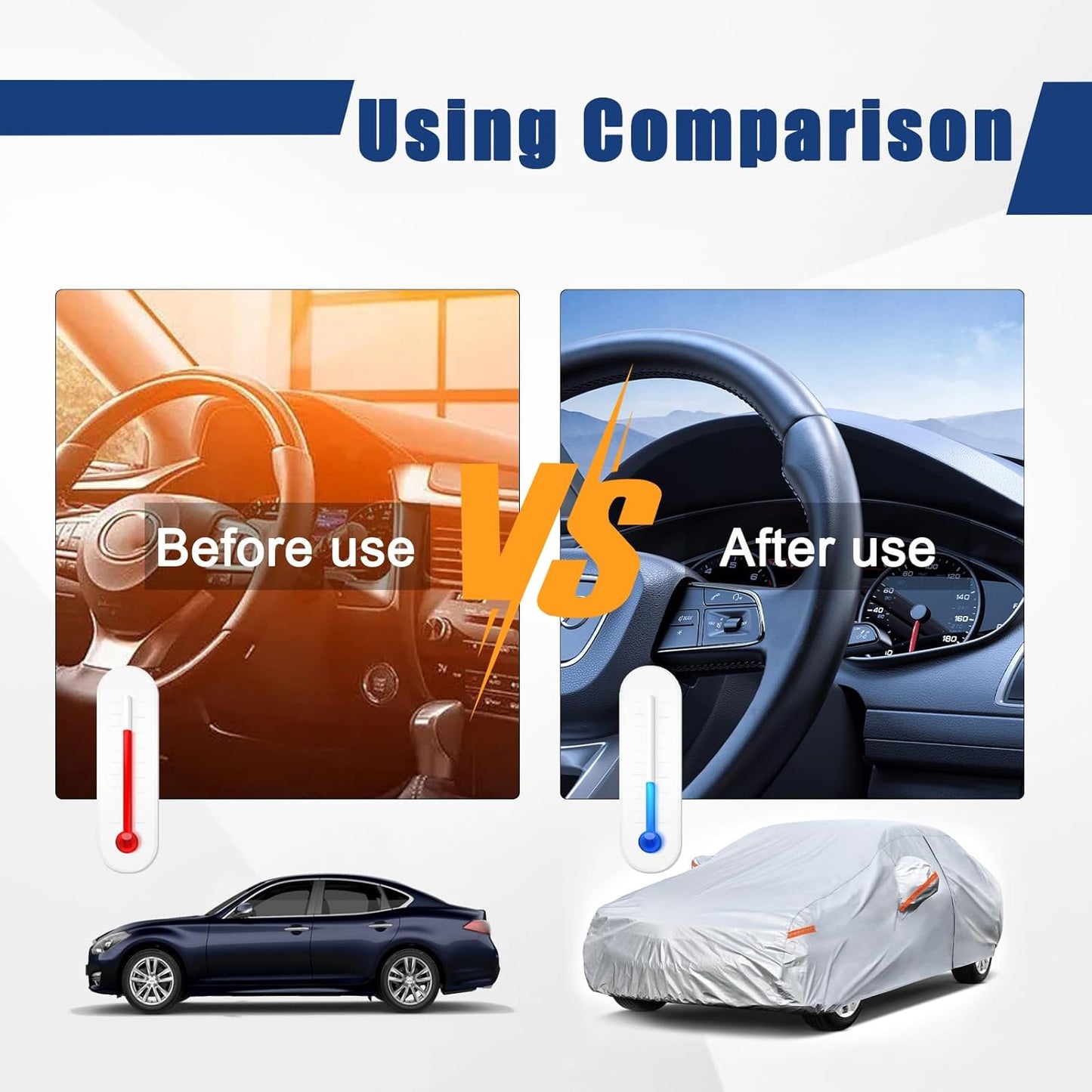 Kayme 6 Layers Car Cover Custom Fit for Cadillac CTS (2003-2014) Waterproof All Weather for Automobiles, Outdoor Full Cover Rain Sun UV Protection.Silver