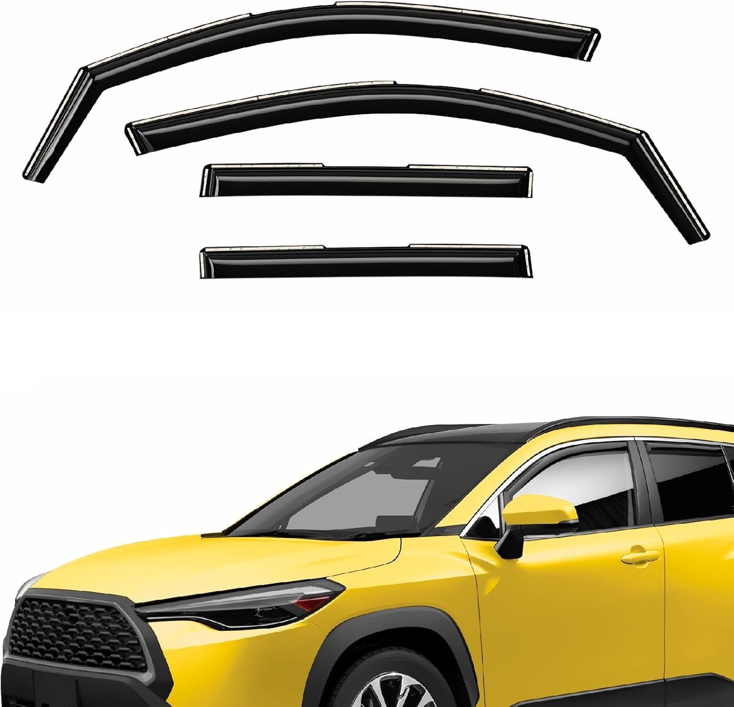 Extra Durable Window Deflectors in-Channel Window Visors Rain Guards Fit for Toyota Corolla Cross 2022-2025, Sun Visors, Wind Vent for Shades, Exterior Car Accessories - 4pcs. AG0493