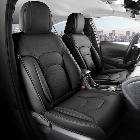 FREESOO Car Seat Covers Full Set,Waterproof Automotive Seat Covers, Leather Cars Interior Covers, Seats Protection Universal fit Babies & Adult (Black)