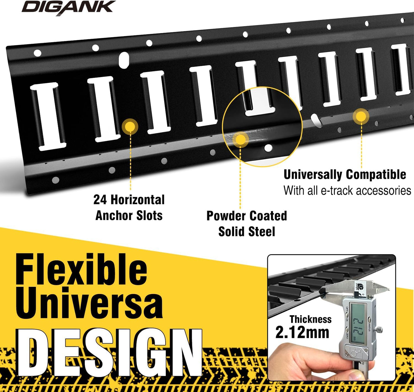 E Track 4'（2 Pack） with Powder-Coated Steel Trailer Tie Down for Garages, Trucks, Pickups, and Vans, E-Track Rail Reliable Cargo Restraint (Screws Not Included)
