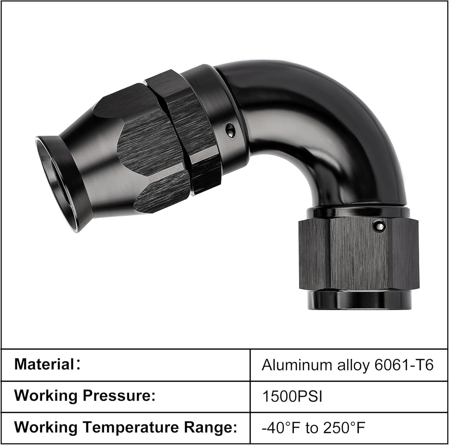 EVIL ENERGY 8AN 120 Degree PTFE One Piece Full Flow End Hose Fitting Aluminum Black