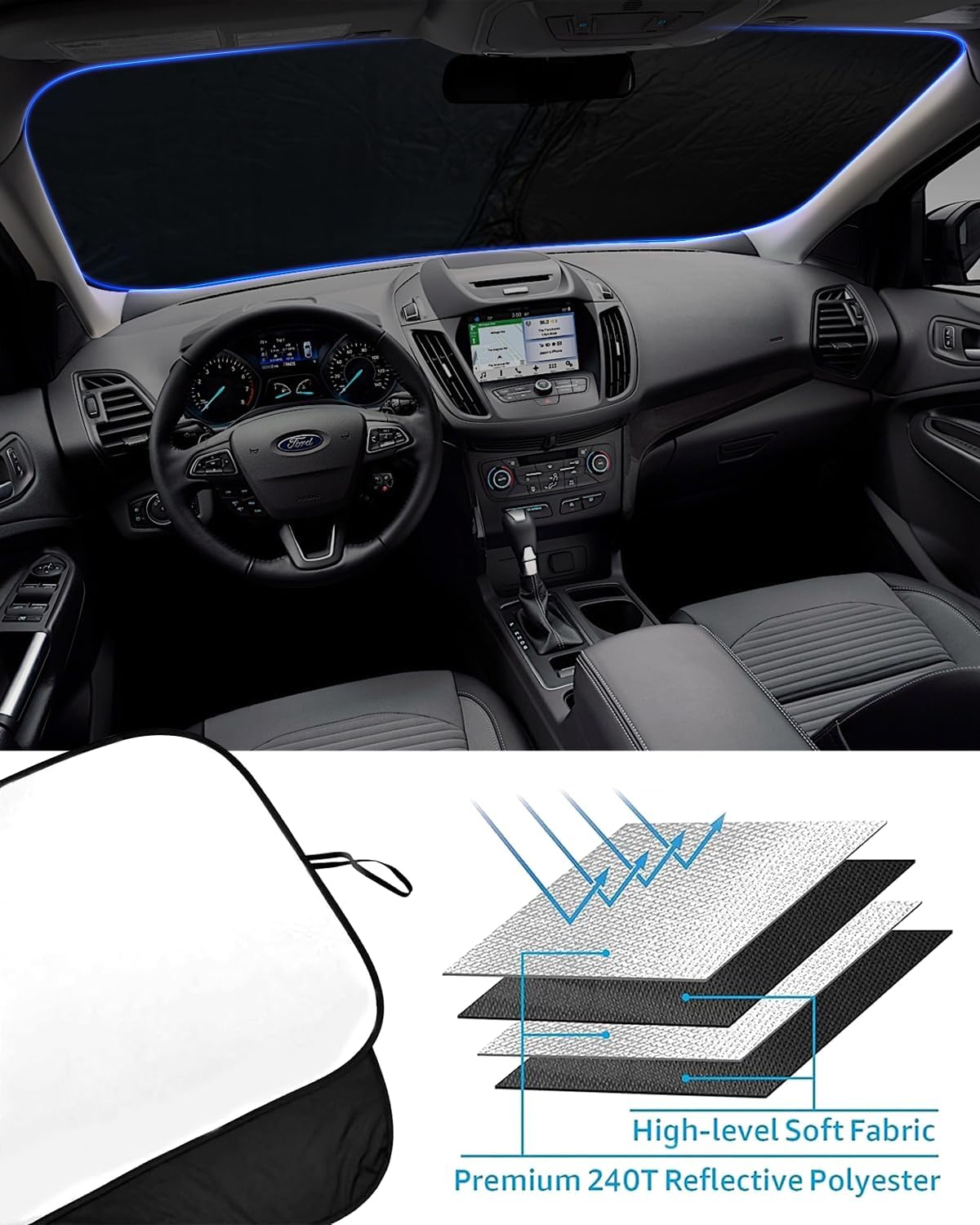 2025 Upgrade Front Windshield Sunshade fit for Ford Escape 2013-2019 Reflector Foldable Car Shade Automotive Windshield Sunshades Ford Escape Windshield Sun Shade |Keeps Your Vehicle Cool|